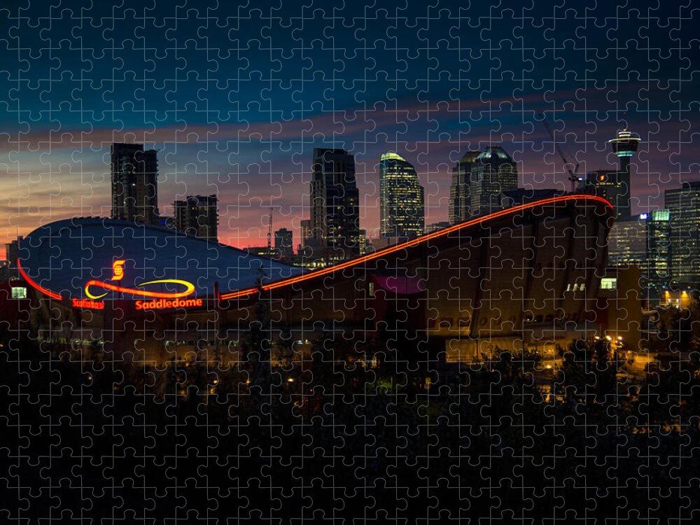 Calgary Jigsaw Puzzle featuring the photograph Calgary at Night by Bill Cubitt