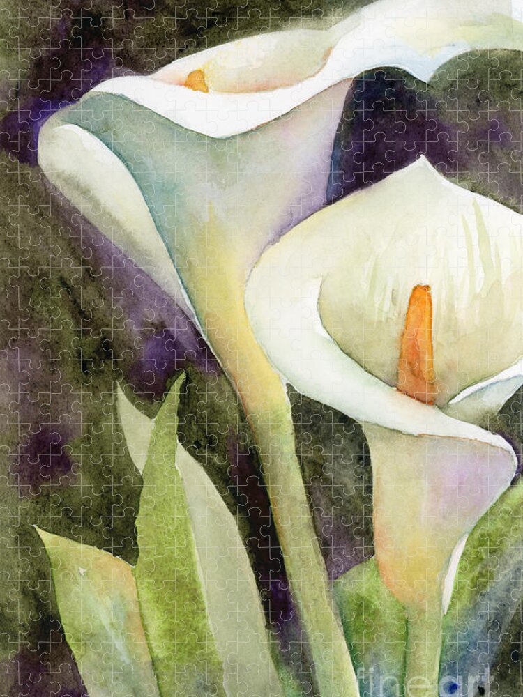 Zantedeschia Jigsaw Puzzle featuring the painting Calla Lilies by Amy Kirkpatrick