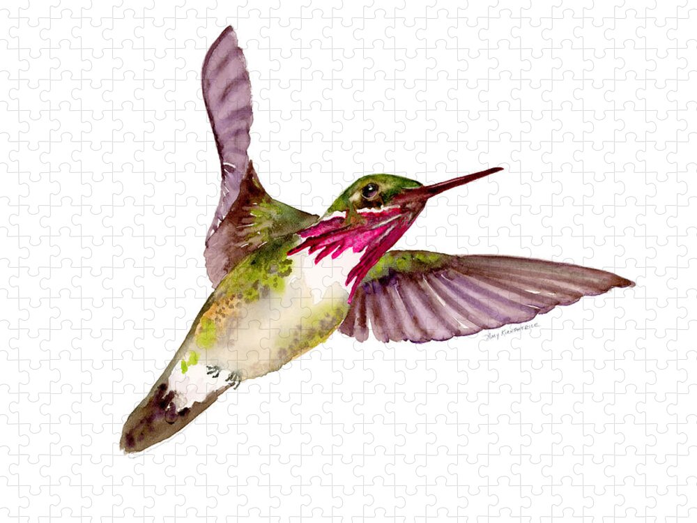 Bird Jigsaw Puzzle featuring the painting Calliope Hummingbird by Amy Kirkpatrick