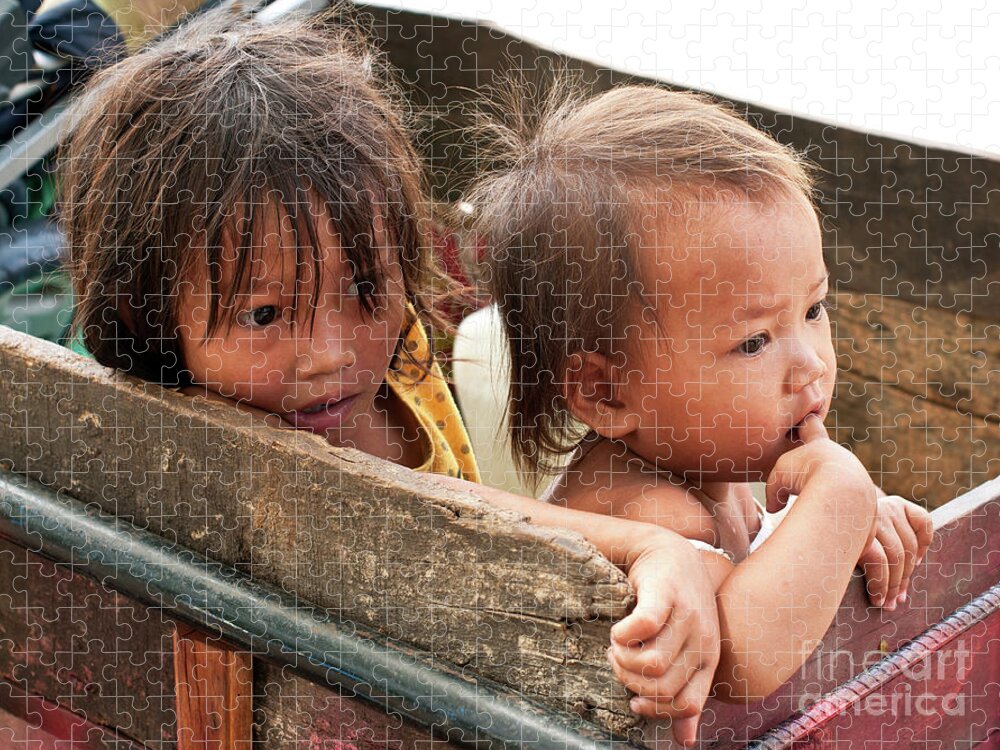 Cambodia Jigsaw Puzzle featuring the photograph Cambodian Children 03 by Rick Piper Photography