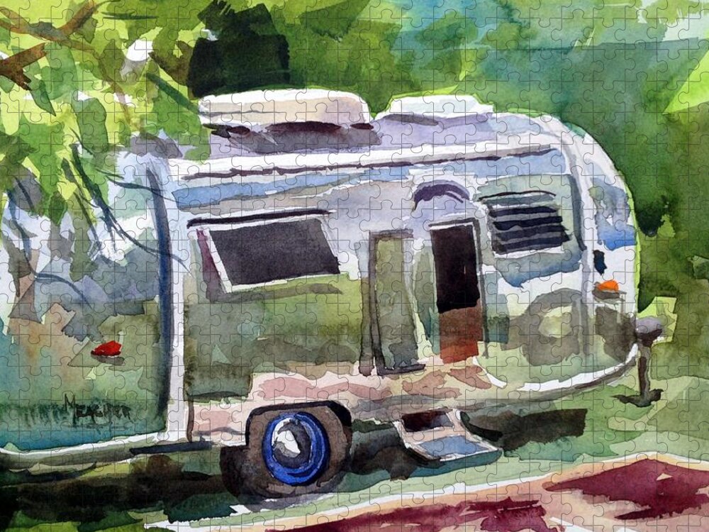 1962 Airstream Jigsaw Puzzle featuring the painting Camping In Style by Spencer Meagher