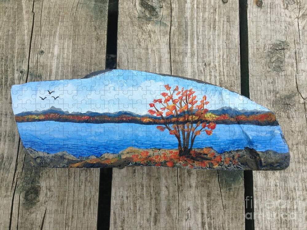 Canadian Jigsaw Puzzle featuring the painting Canadian Maple in Fall by Monika Shepherdson