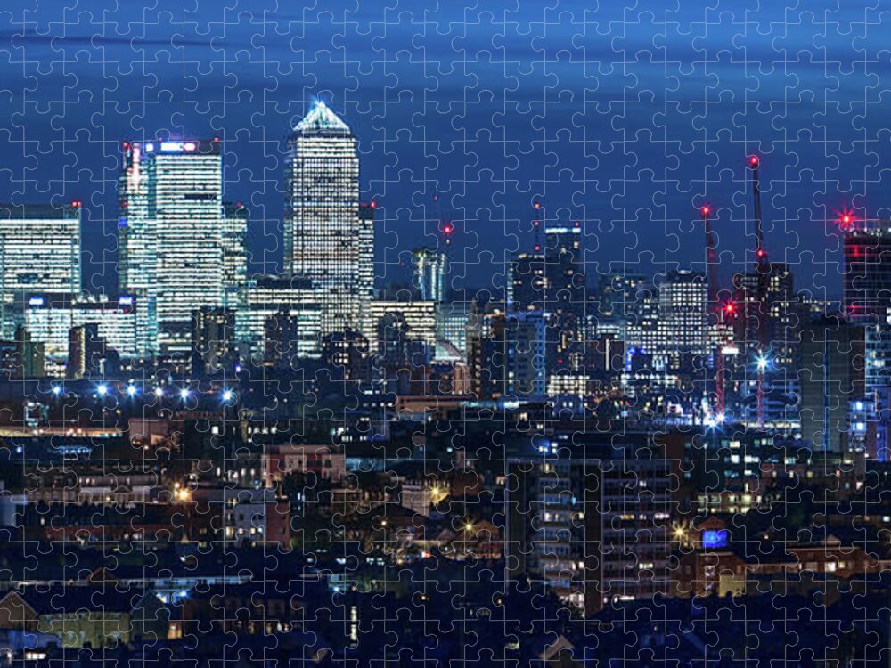 Downtown District Jigsaw Puzzle featuring the photograph Canary Wharf And Stratford by Kenny Mccartney