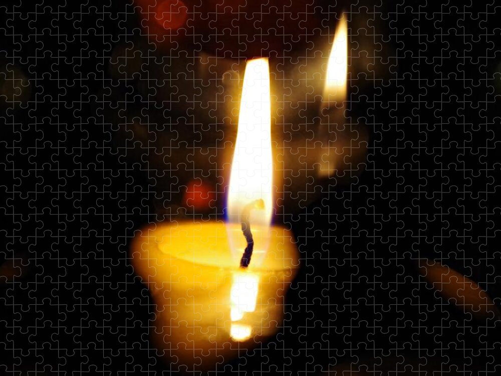 Candle Jigsaw Puzzle featuring the photograph Candle Reflected by Sharon Popek