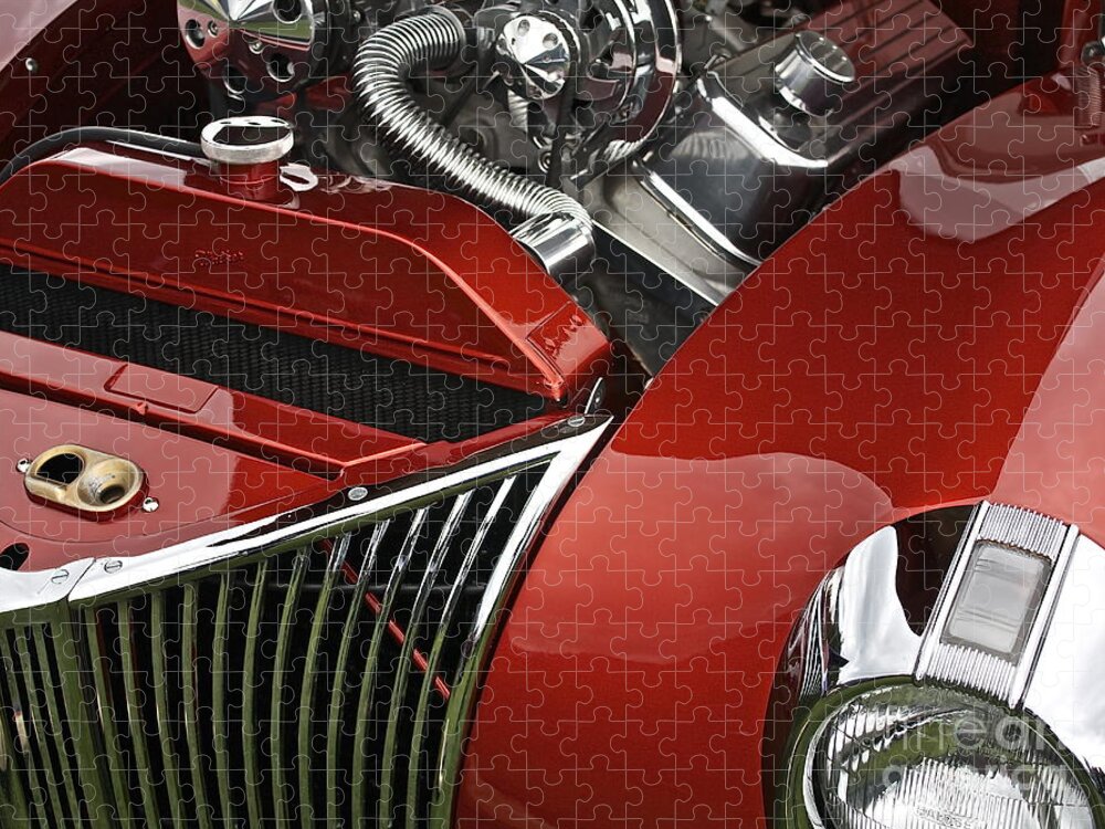 Car Jigsaw Puzzle featuring the photograph Candy Apple Red and Chrome by Linda Bianic