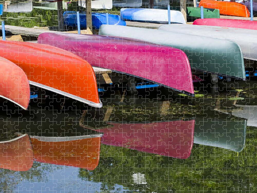 Canoes Jigsaw Puzzle featuring the photograph Canoes - Lake Wingra - Madison by Steven Ralser
