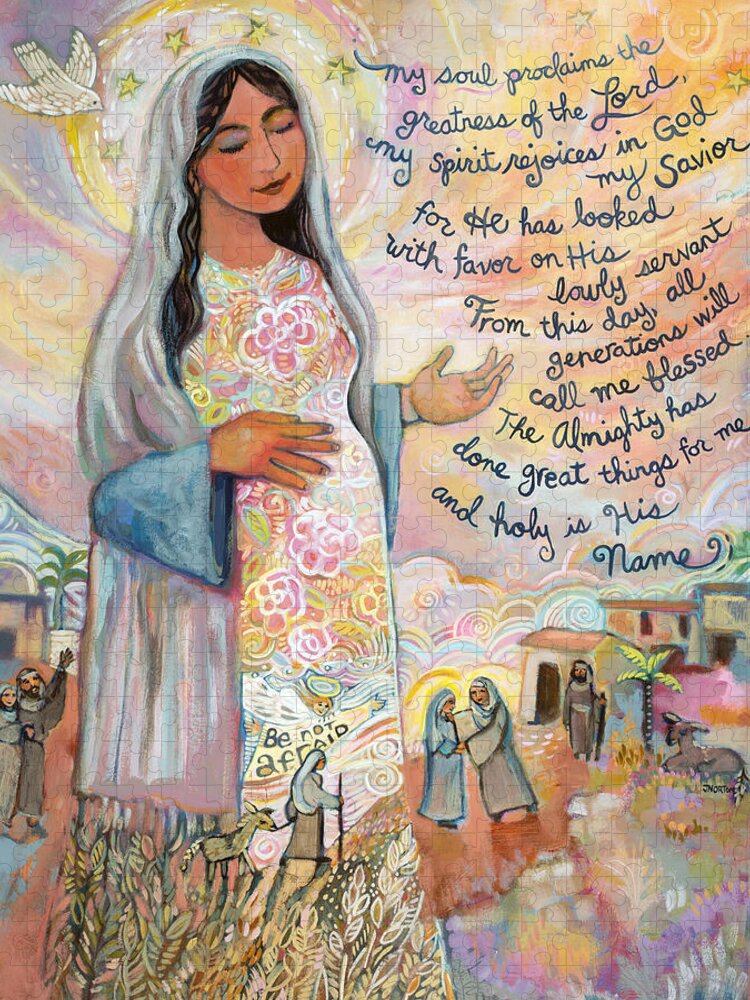 Jen Norton Puzzle featuring the painting Canticle of Mary by Jen Norton