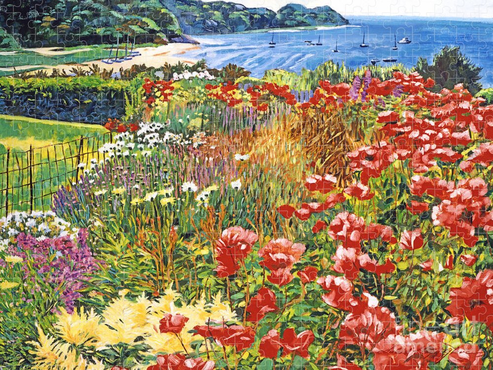 Seascape Jigsaw Puzzle featuring the painting Cape Cod Ocean Garden by David Lloyd Glover