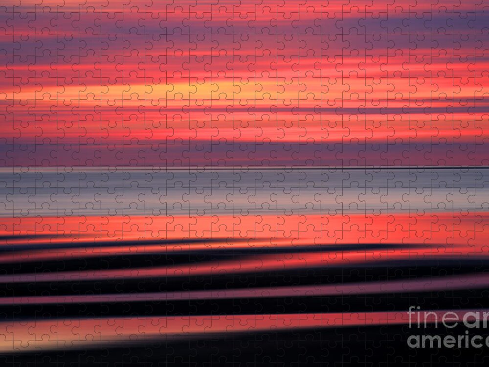 Sunset Jigsaw Puzzle featuring the digital art Cape Cod Sunset Abstract by Jayne Carney