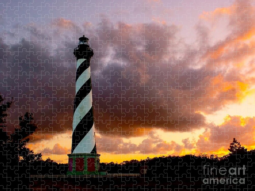 Lighthouse Jigsaw Puzzle featuring the photograph Cape Hatteras Sunset by Nick Zelinsky Jr