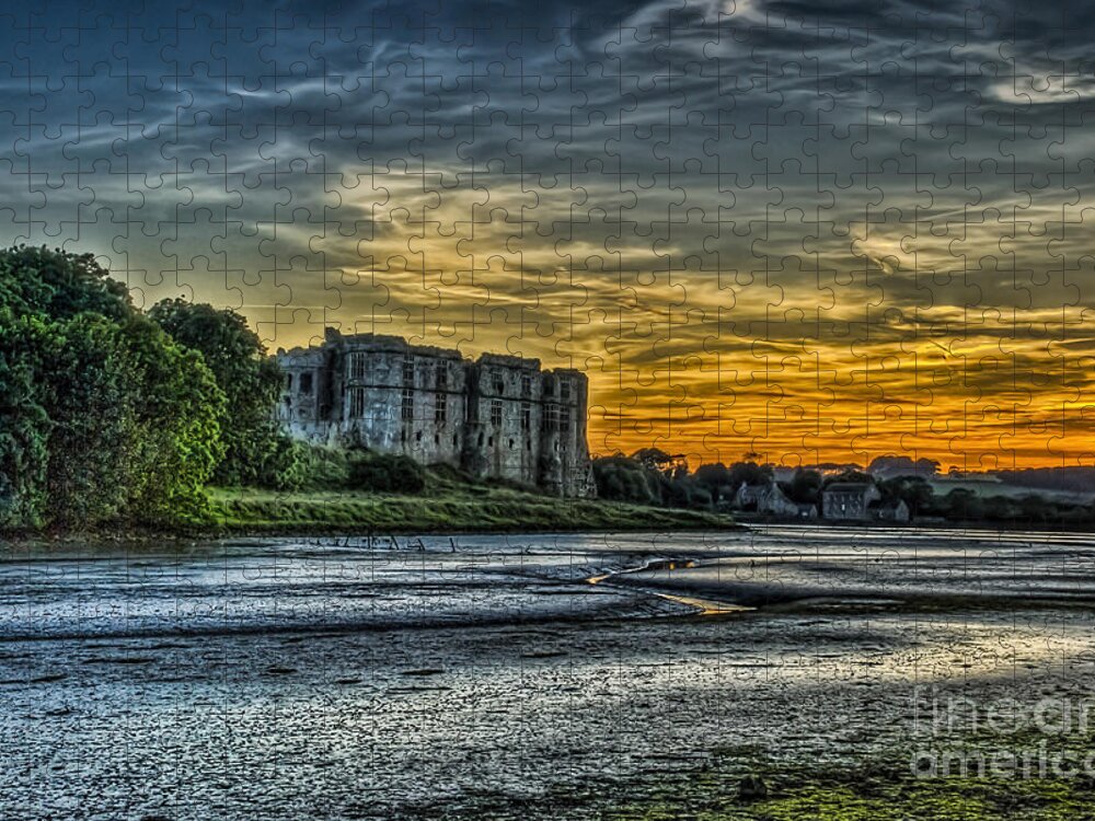 Carew Castle Jigsaw Puzzle featuring the photograph Carew Castle Sunset 3 by Steve Purnell