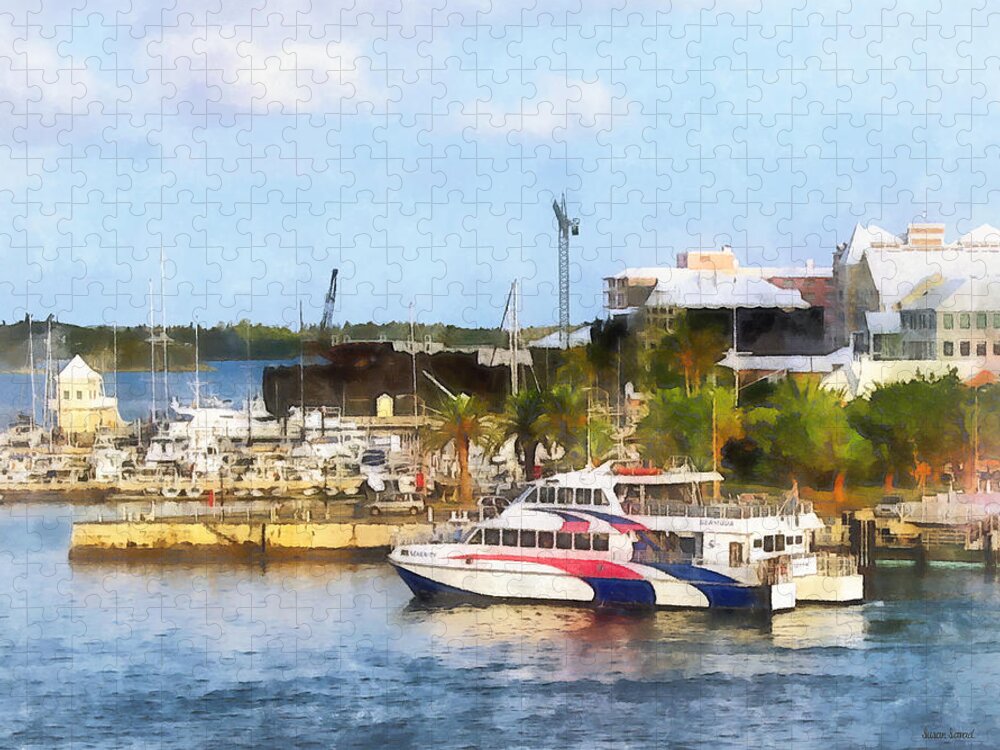 Boat Jigsaw Puzzle featuring the photograph Caribbean - Dock at King's Wharf Bermuda by Susan Savad