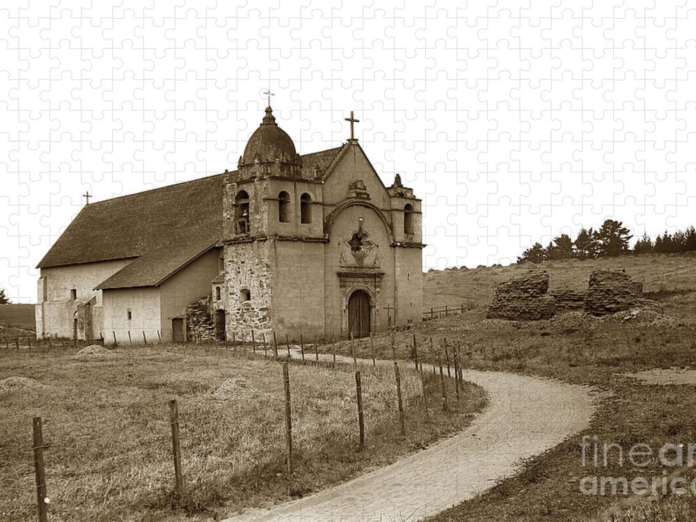 Carmel Mission Circa 1890 Jigsaw Puzzle featuring the photograph Carmel Mission Monterey Co. California circa 1890 by Monterey County Historical Society