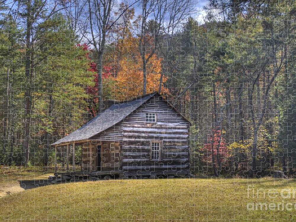 Smoky Mountain Jigsaw Puzzle featuring the photograph Carter-Shields Cabin by Crystal Nederman