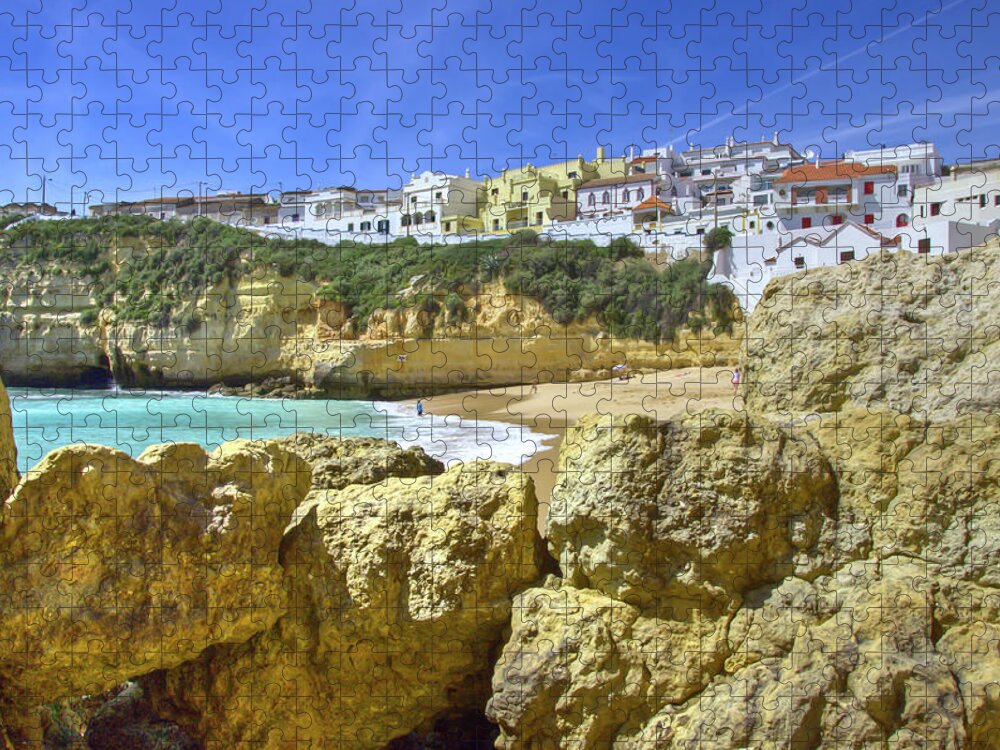 Tranquility Jigsaw Puzzle featuring the photograph Carvoeiro Rocks, Algarve by By Gerry Greer