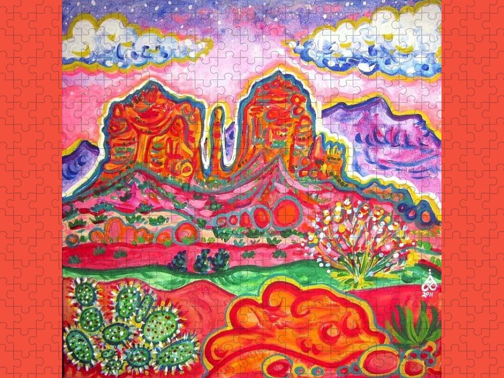 Sedona Jigsaw Puzzle featuring the painting Cathedral Rock Sunset by Rachel Houseman