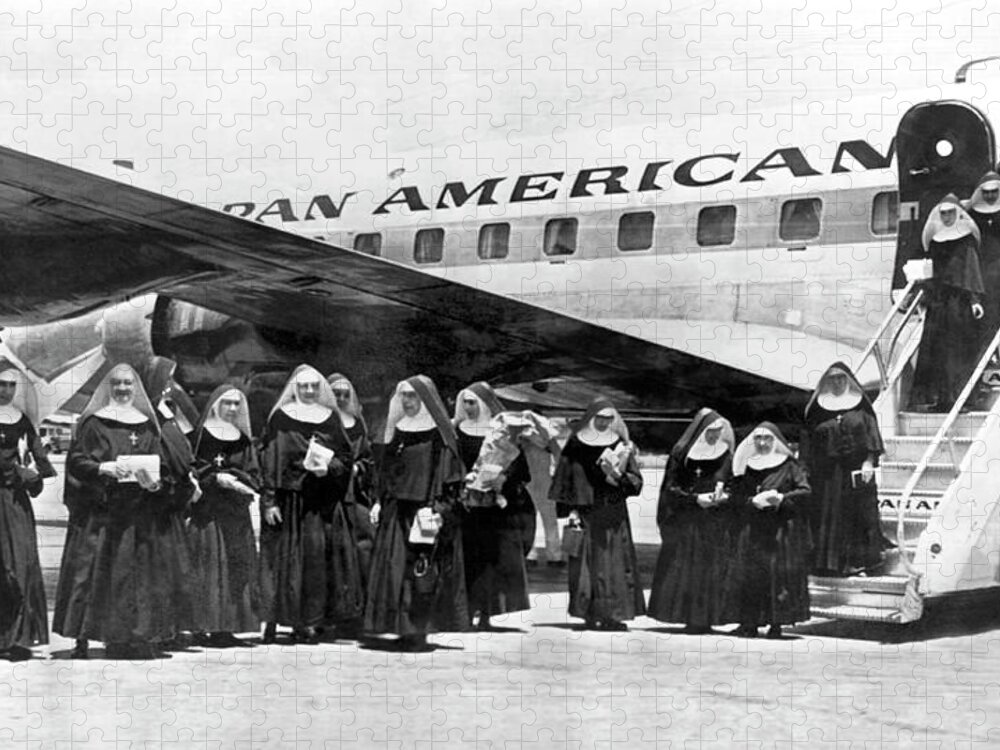 1950s Jigsaw Puzzle featuring the photograph Catholic Nuns Flee Cuba by Underwood Archives