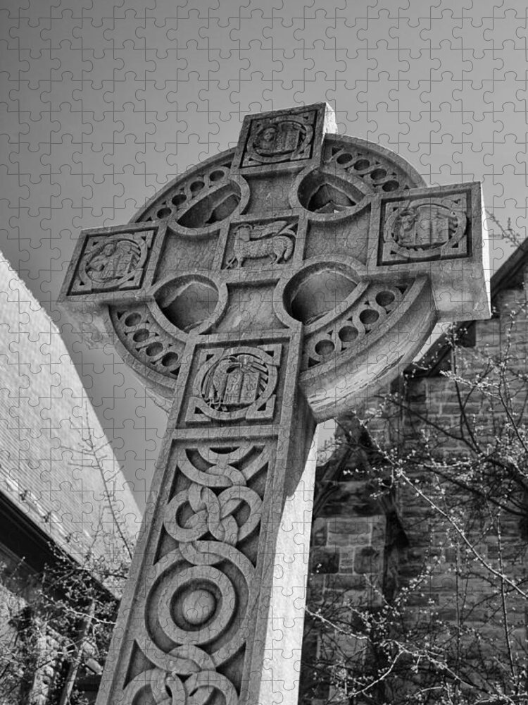 Buffalo Jigsaw Puzzle featuring the photograph Celtic Cross at Trinity by Guy Whiteley