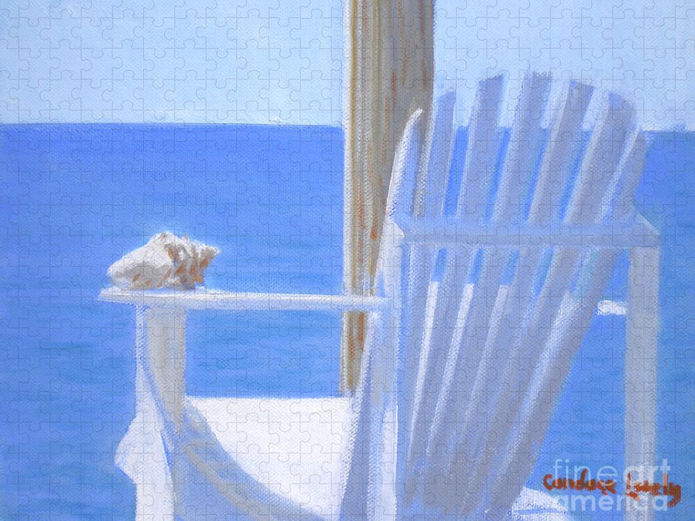 Chair View With Shell Jigsaw Puzzle featuring the painting Chair View with Shell by Candace Lovely