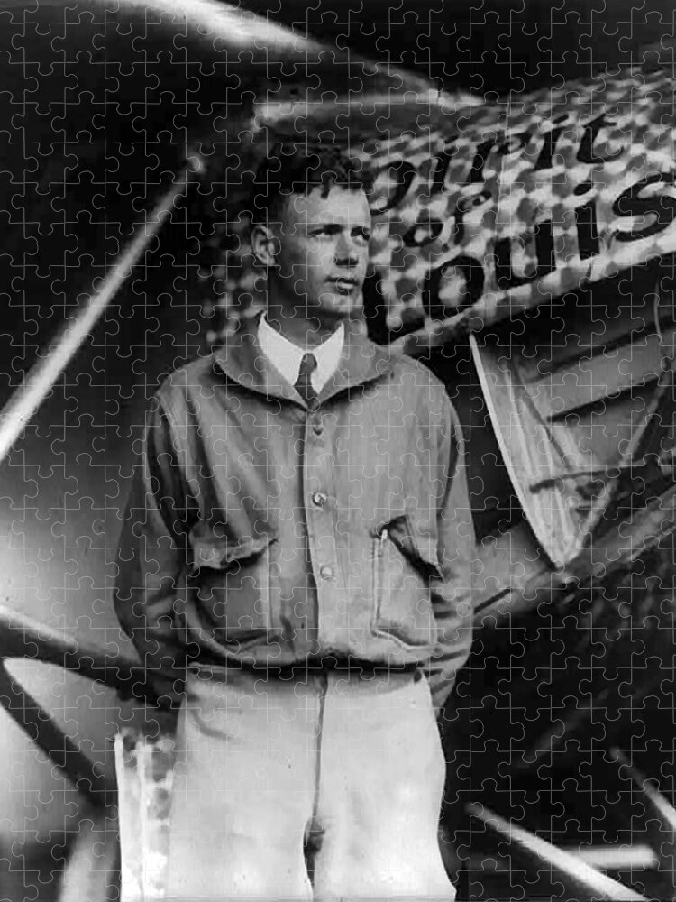 Charles A Lindbergh Spirit Of St. Louis Jigsaw Puzzle featuring the digital art Charles A Lindbergh Spirit of St. Louis by Unknown