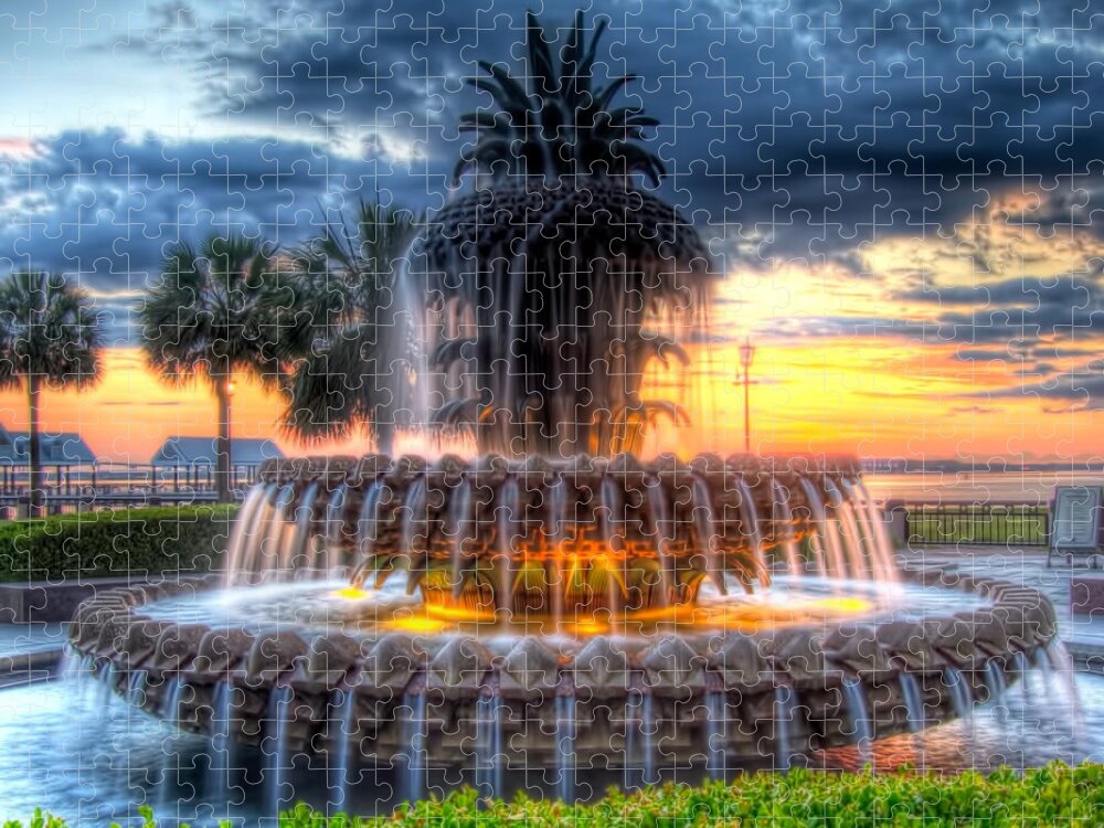 Sunrise Jigsaw Puzzle featuring the photograph Charleston Pineapple-1 by John Kirkland