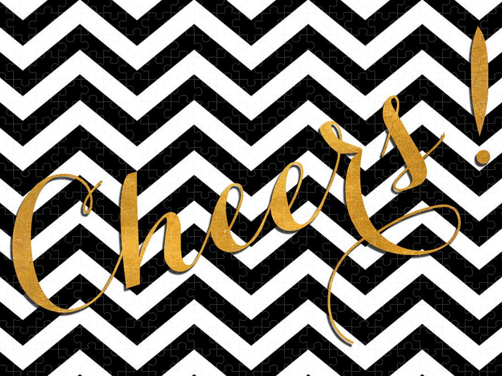 Cheers Jigsaw Puzzle featuring the digital art Cheers Chevron by South Social Studio