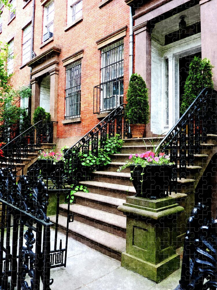 Brownstone Jigsaw Puzzle featuring the photograph Chelsea Brownstone by Susan Savad