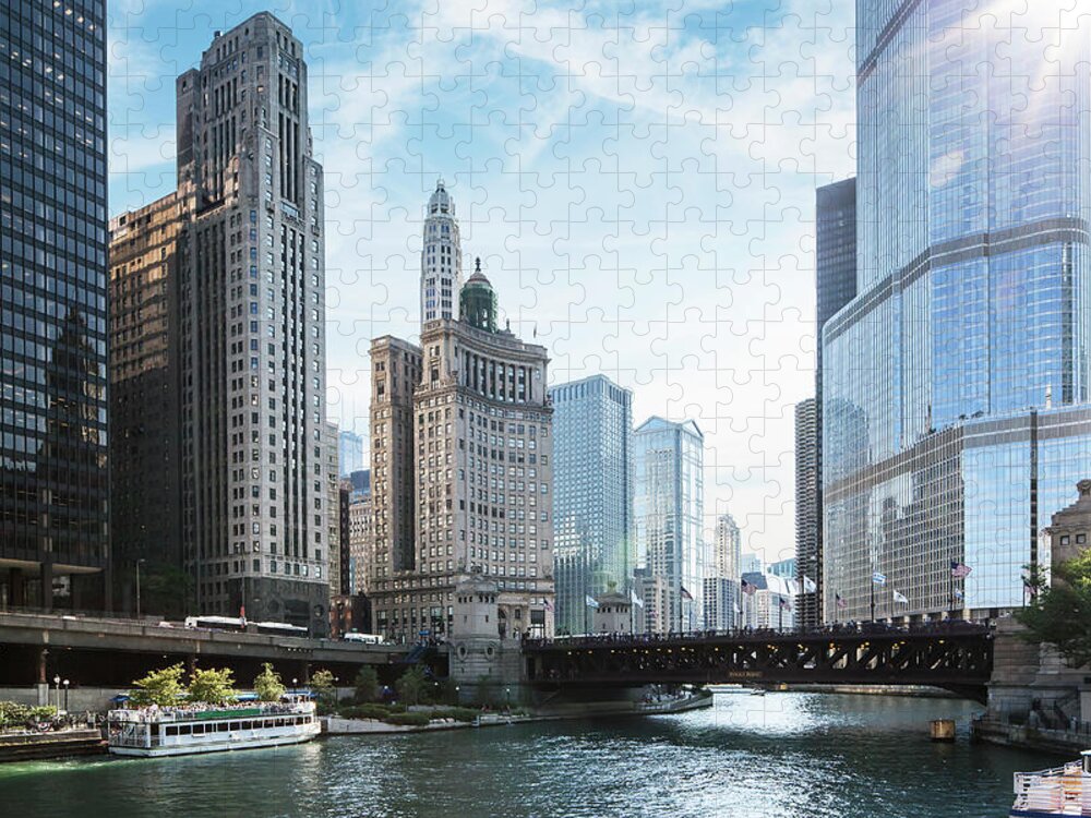 Wake Jigsaw Puzzle featuring the photograph Chicago River by Bjarte Rettedal