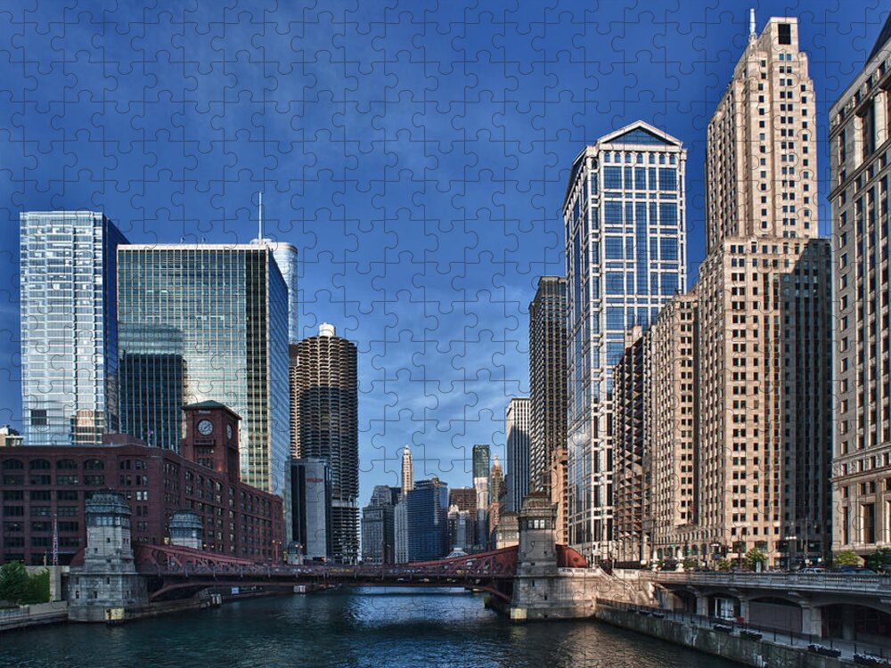 Chicago Jigsaw Puzzle featuring the photograph Chicago River by Sebastian Musial