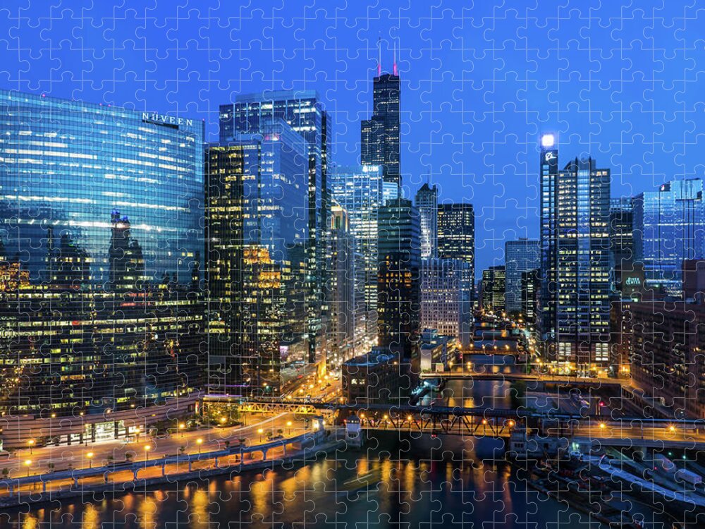 Tranquility Jigsaw Puzzle featuring the photograph Chicago Skyline by Michael Lee