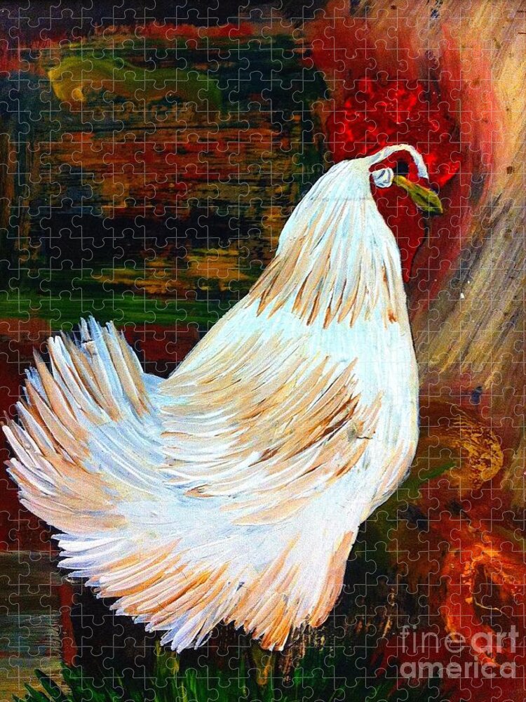 Chicken Jigsaw Puzzle featuring the painting Chicken--Yard Bird by Saundra Myles