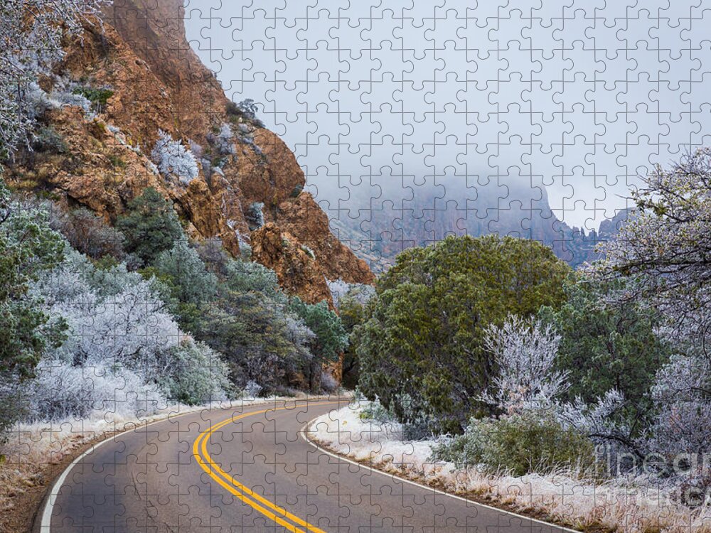 America Jigsaw Puzzle featuring the photograph Chisos Winter Road by Inge Johnsson