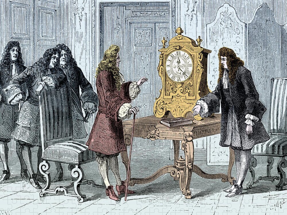 Science Jigsaw Puzzle featuring the photograph Christiaan Huygens, Pendulum Clock by Science Source