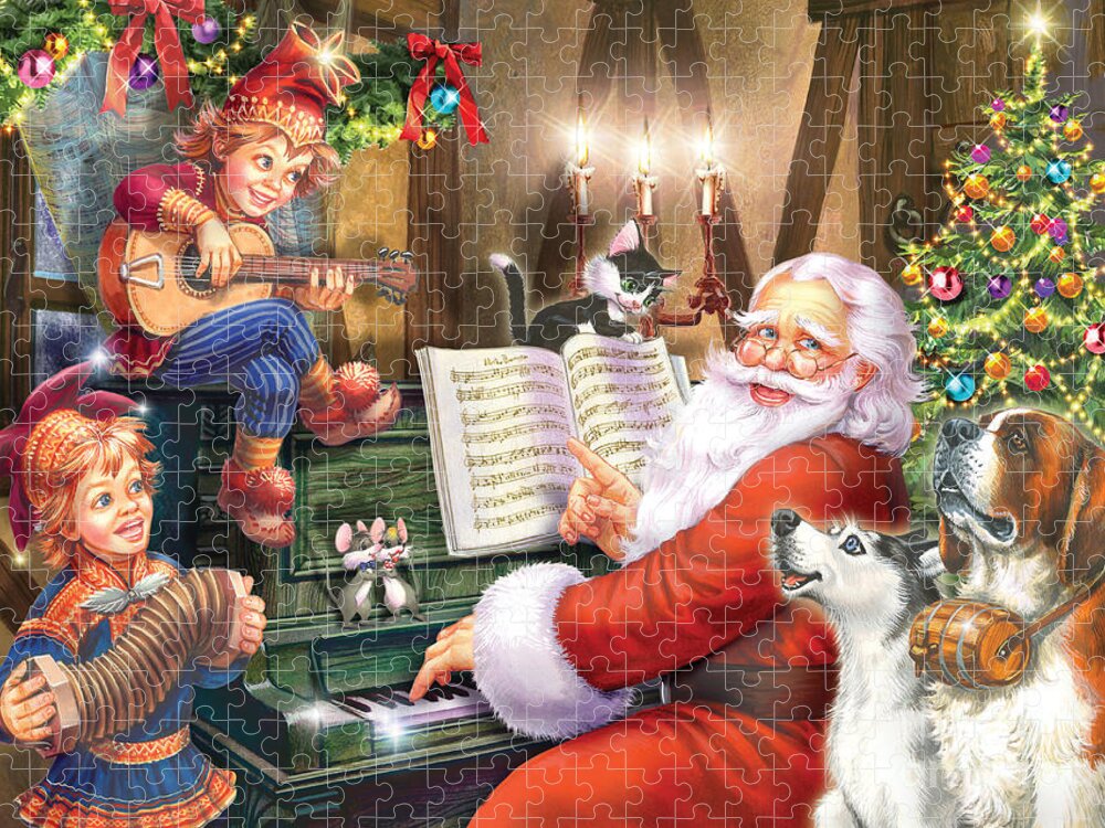 Zorina Baldescu Jigsaw Puzzle featuring the digital art Christmas Carols by MGL Meiklejohn Graphics Licensing