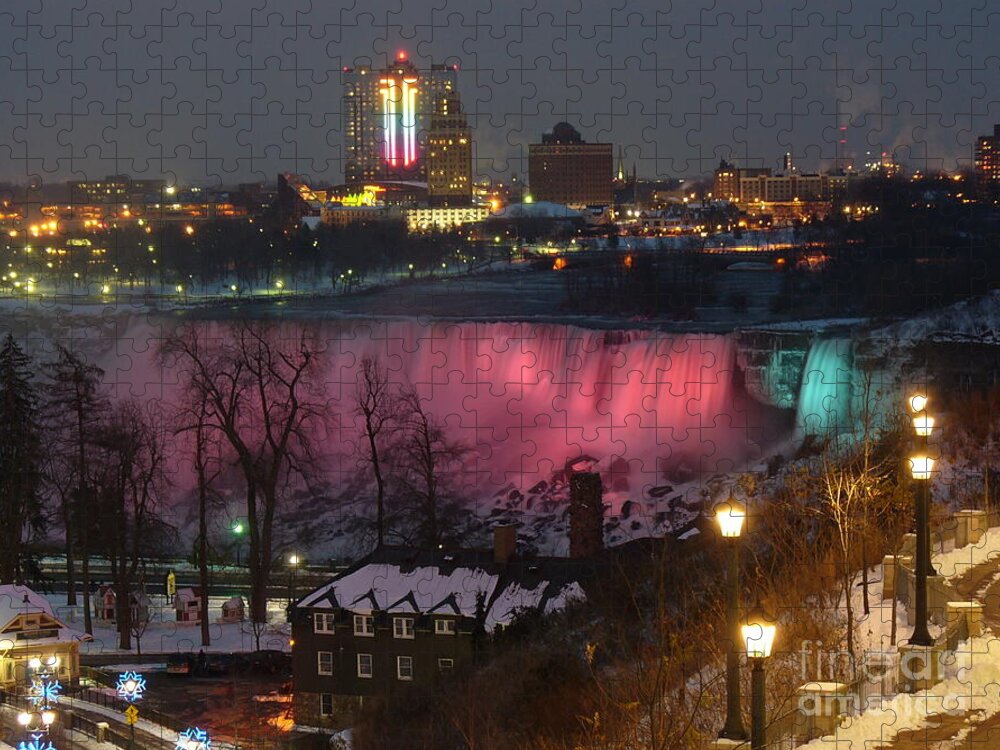 Niagara Falls Jigsaw Puzzle featuring the photograph Christmas Spirit at Niagara Falls by Lingfai Leung