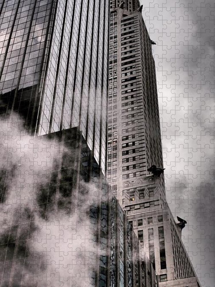 Chrysler Building Jigsaw Puzzle featuring the photograph Chrysler Building with Gargoyles and Steam by Miriam Danar
