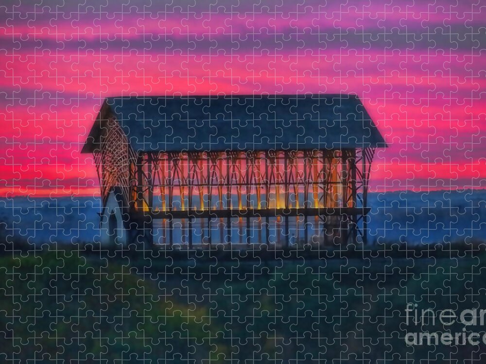 Sunset Glow Jigsaw Puzzle featuring the photograph Church on the Hill by Elizabeth Winter