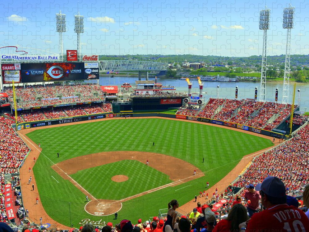 Baseball Jigsaw Puzzle featuring the photograph Cincinnati Reds Stadium by Kathy Barney