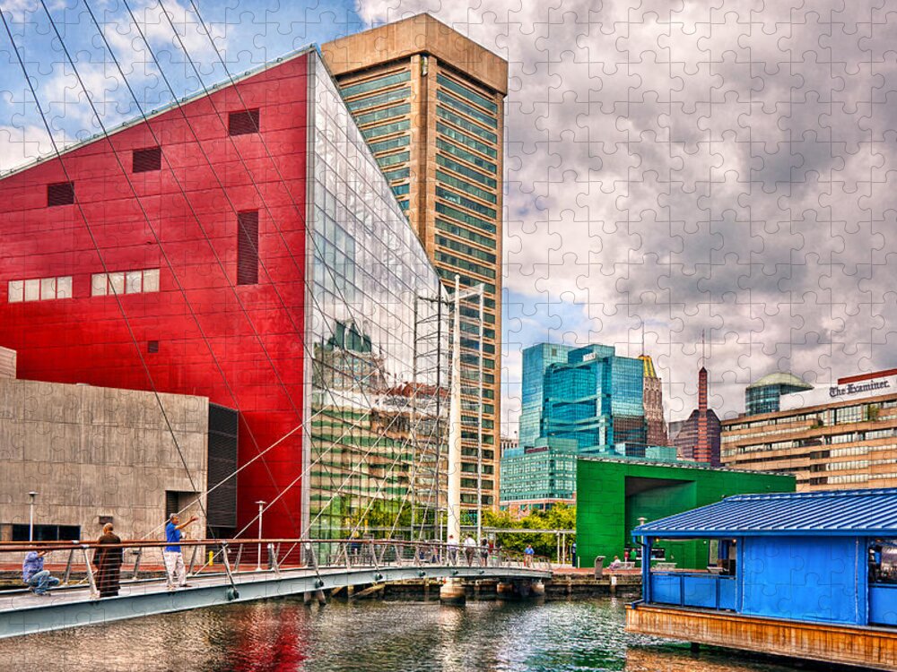 Baltimore Jigsaw Puzzle featuring the photograph City - Baltimore MD - Harbor Place - Future City by Mike Savad