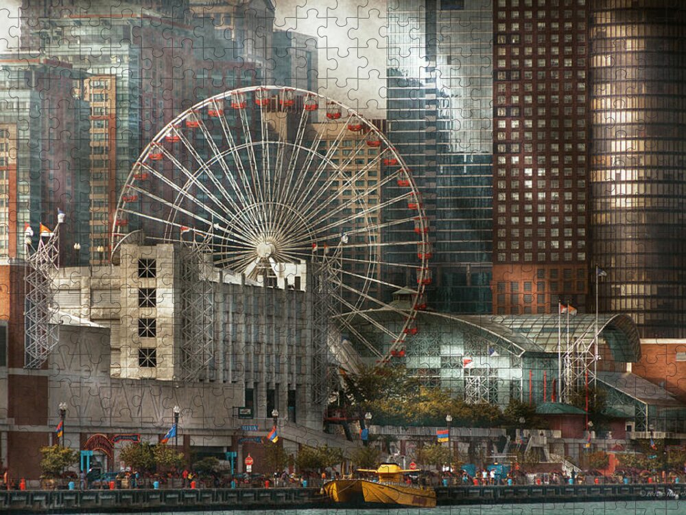 Chicago Jigsaw Puzzle featuring the photograph City - Chicago IL - Pier Pressure by Mike Savad
