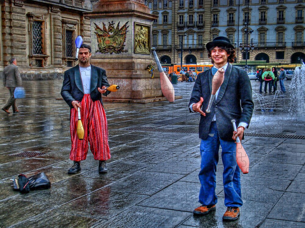 Jugglers Jigsaw Puzzle featuring the photograph City Jugglers by Ron Shoshani