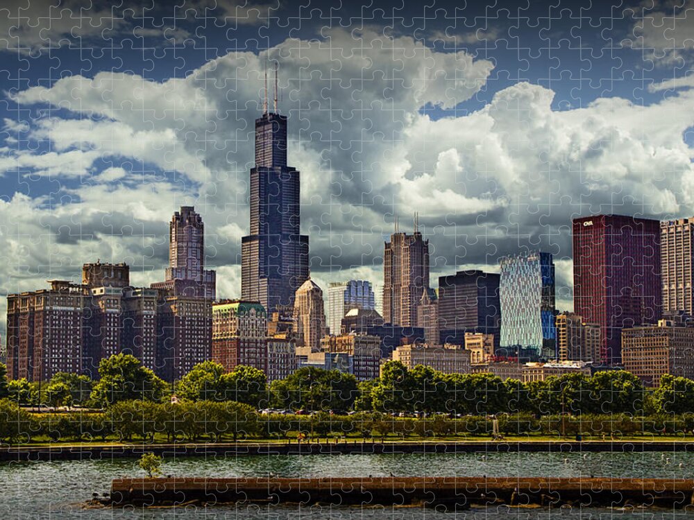 Outdoors Jigsaw Puzzle featuring the photograph Cityscape of downtown Chicago by Randall Nyhof