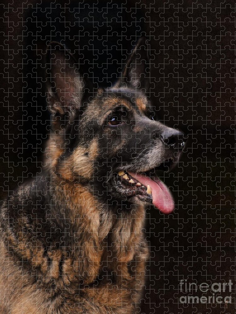 German Shepherd Dog Art Jigsaw Puzzle Custom Name Wood Puzzle