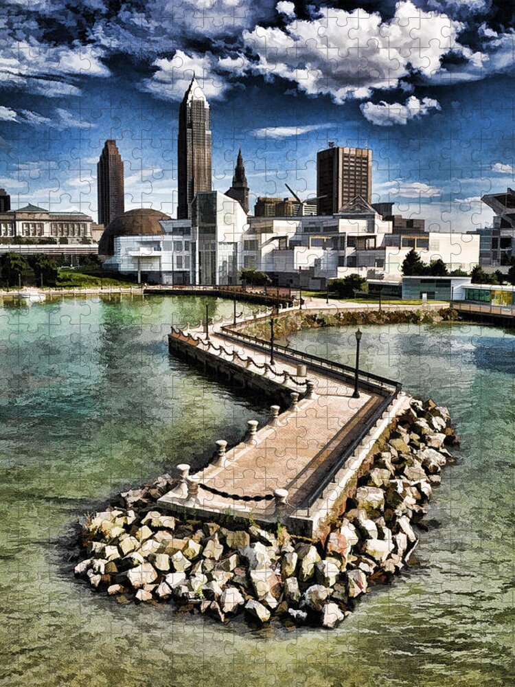 Lake Erie Jigsaw Puzzle featuring the photograph Cleveland Inner Harbor - Cleveland Ohio - 1 by Mark Madere