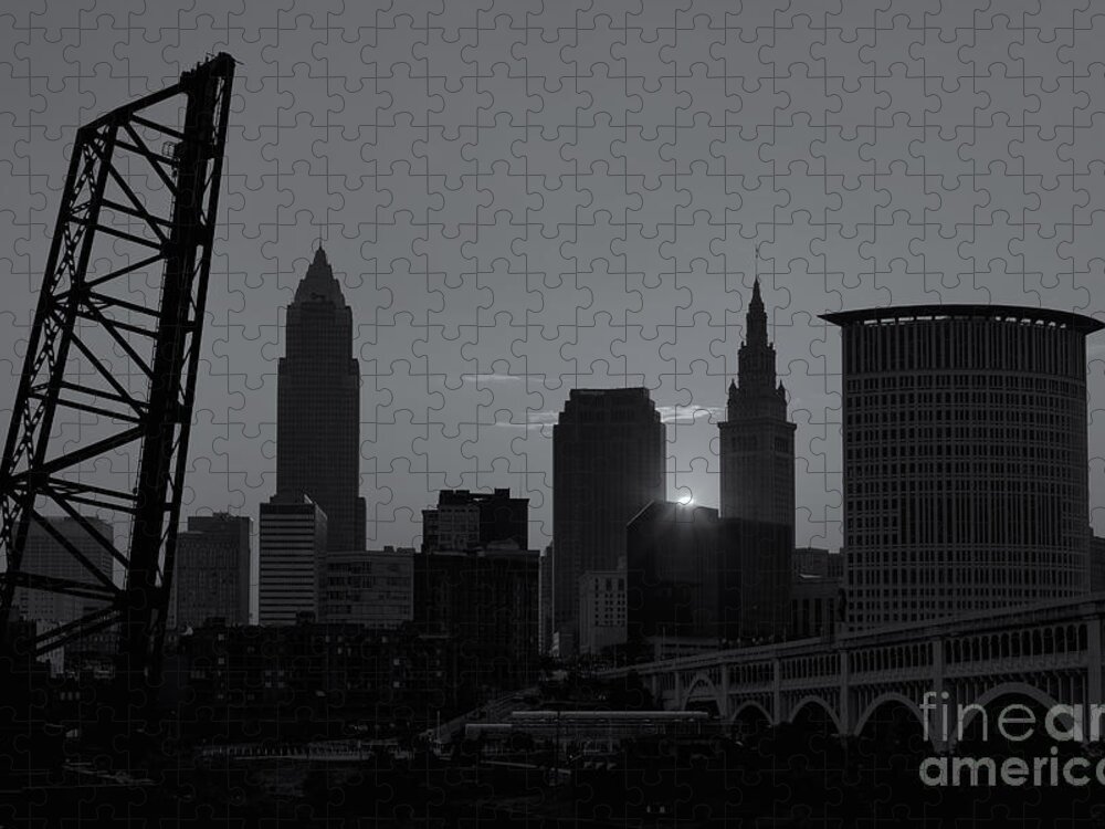 Clarence Holmes Jigsaw Puzzle featuring the photograph Cleveland Skyline at Sunrise II by Clarence Holmes