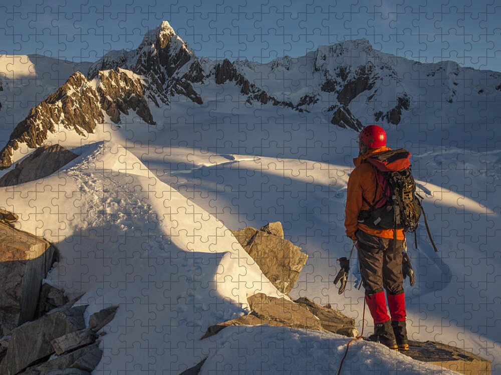 535888 Jigsaw Puzzle featuring the photograph Climber Near Pioneer Hut With Douglas by Colin Monteath