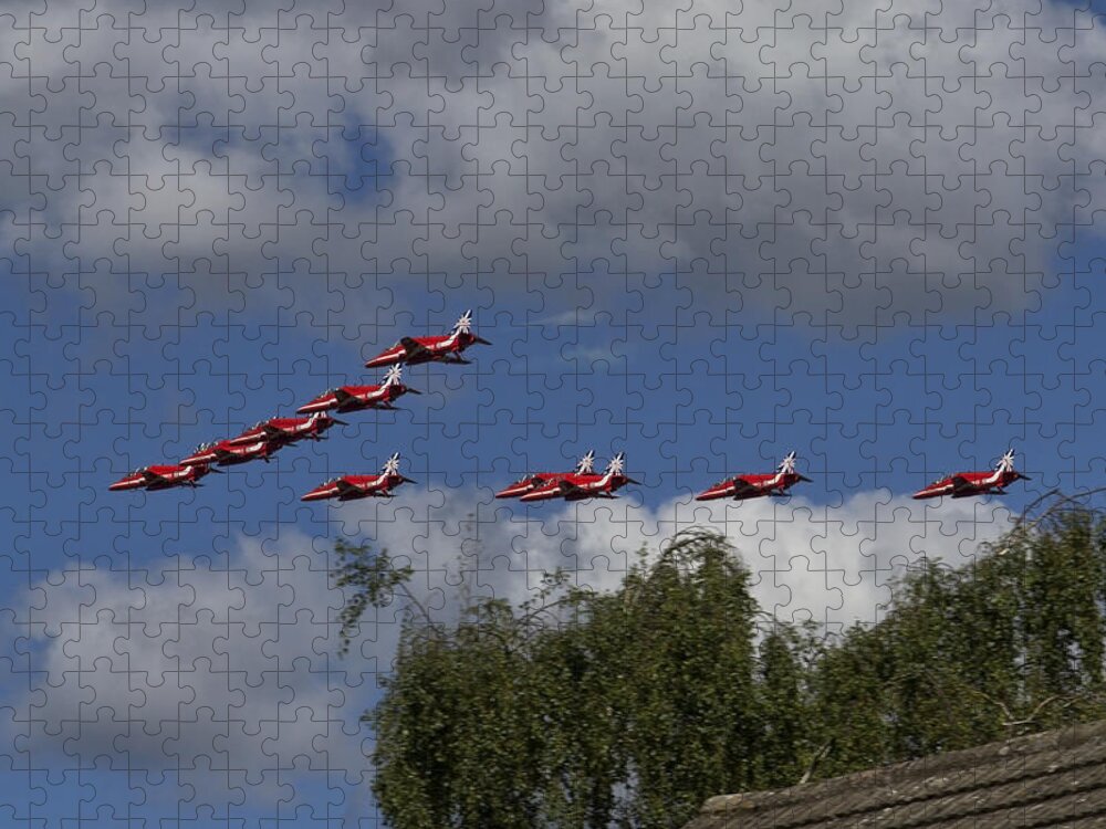  Airplane Jigsaw Puzzle featuring the photograph Clipping the rooftops by Shirley Mitchell