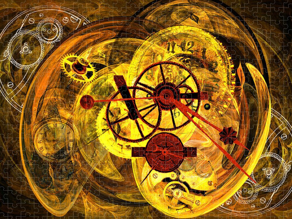 Clock Jigsaw Puzzle featuring the digital art Clocks by Lisa Yount