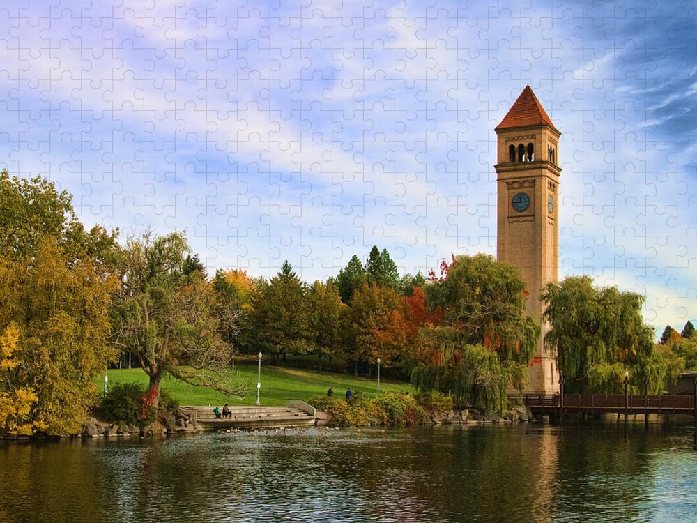 Autumn Jigsaw Puzzle featuring the photograph Clocktower and Autumn Colors by Paul DeRocker