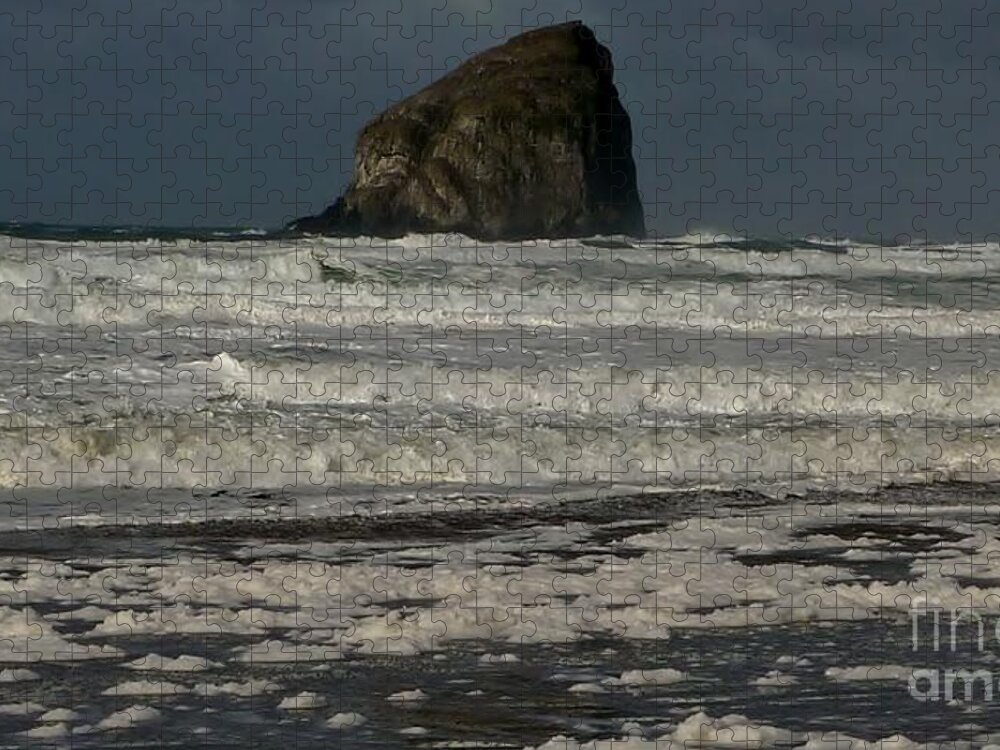 Waves Jigsaw Puzzle featuring the photograph Close Haystack Rock by Susan Garren